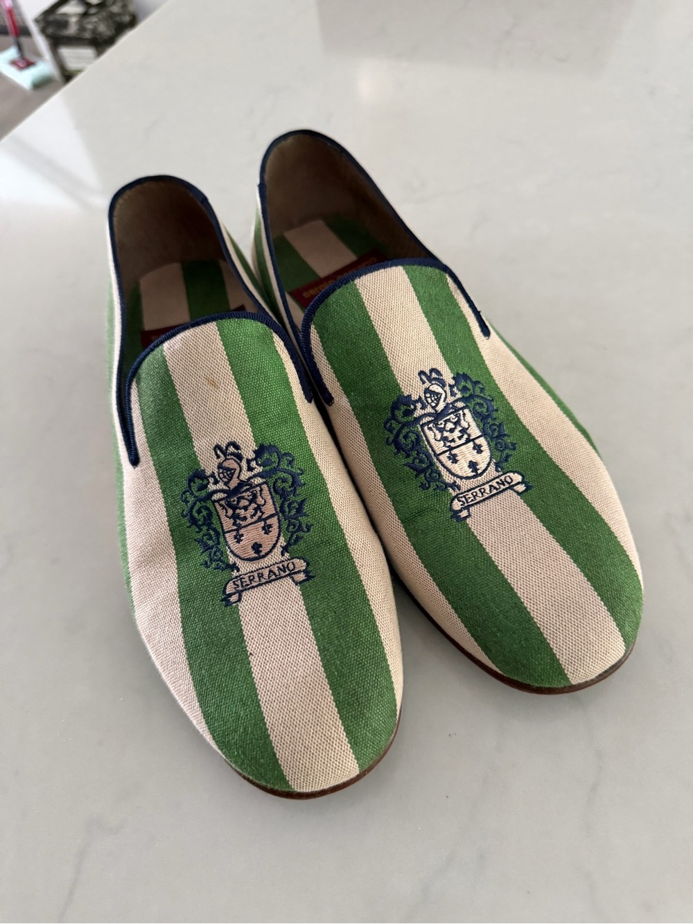 Serrano Green & Cream Striped Men’s Slip-On Loafers